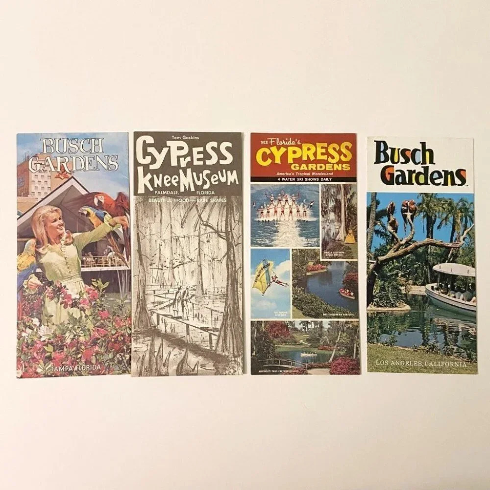 Vintage 1960s Busch Gardens  Cypress Knee Museum Gardens Brochures Pamphlets